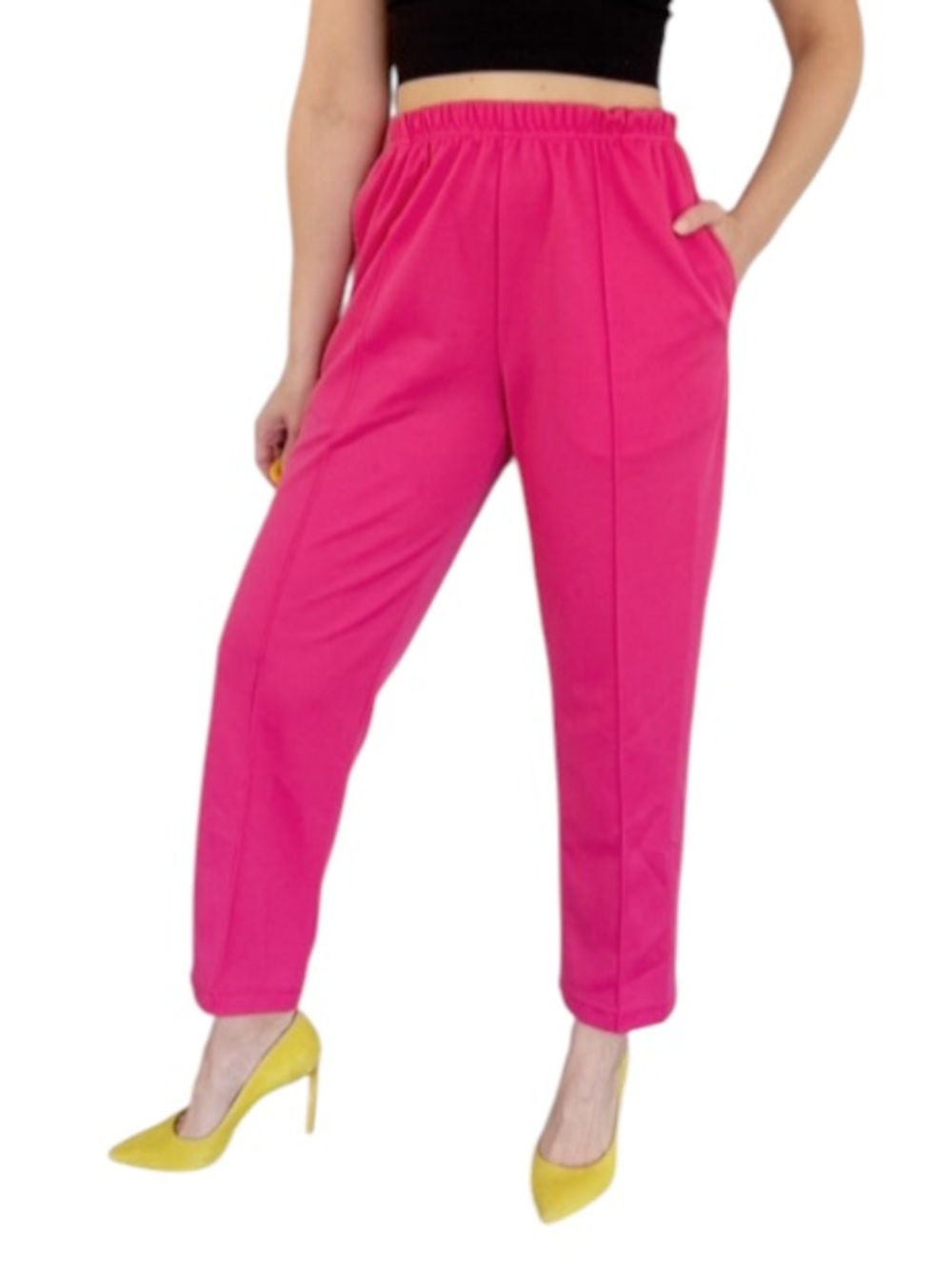 Sara Morgan pink elastic waist straight leg casual trousers size 10P